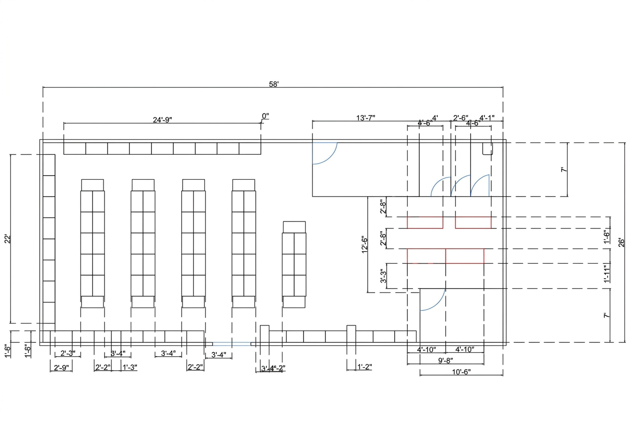 Measured planning and the proposed spatial arrangement.